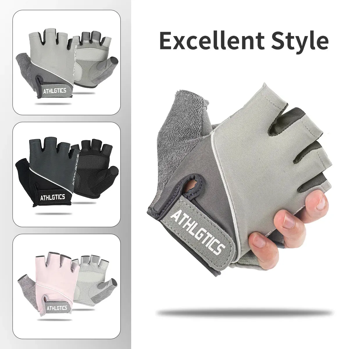 1 Pair Half Finger Gloves Ice Silk Breathable Gym Fitness Women Men Anti-Slip Pad Cycling Fingerless Gloves Bicycle Accessories