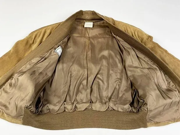 1980s GIANNI VERSACE BROWN SUEDE CROPPED BOMBER JACKET