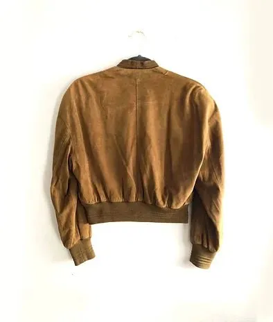 1980s GIANNI VERSACE BROWN SUEDE CROPPED BOMBER JACKET