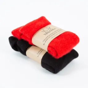 2 pairs of Fingerless Gloves - Black and Red