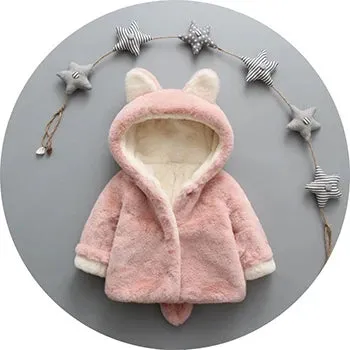 2024 New Autumn Winter Warm Faux Fur Coat For Girls Jacket Baby Snowsuit Sweet Christmas Princess Outwear 1-5 Years Kids Clothes