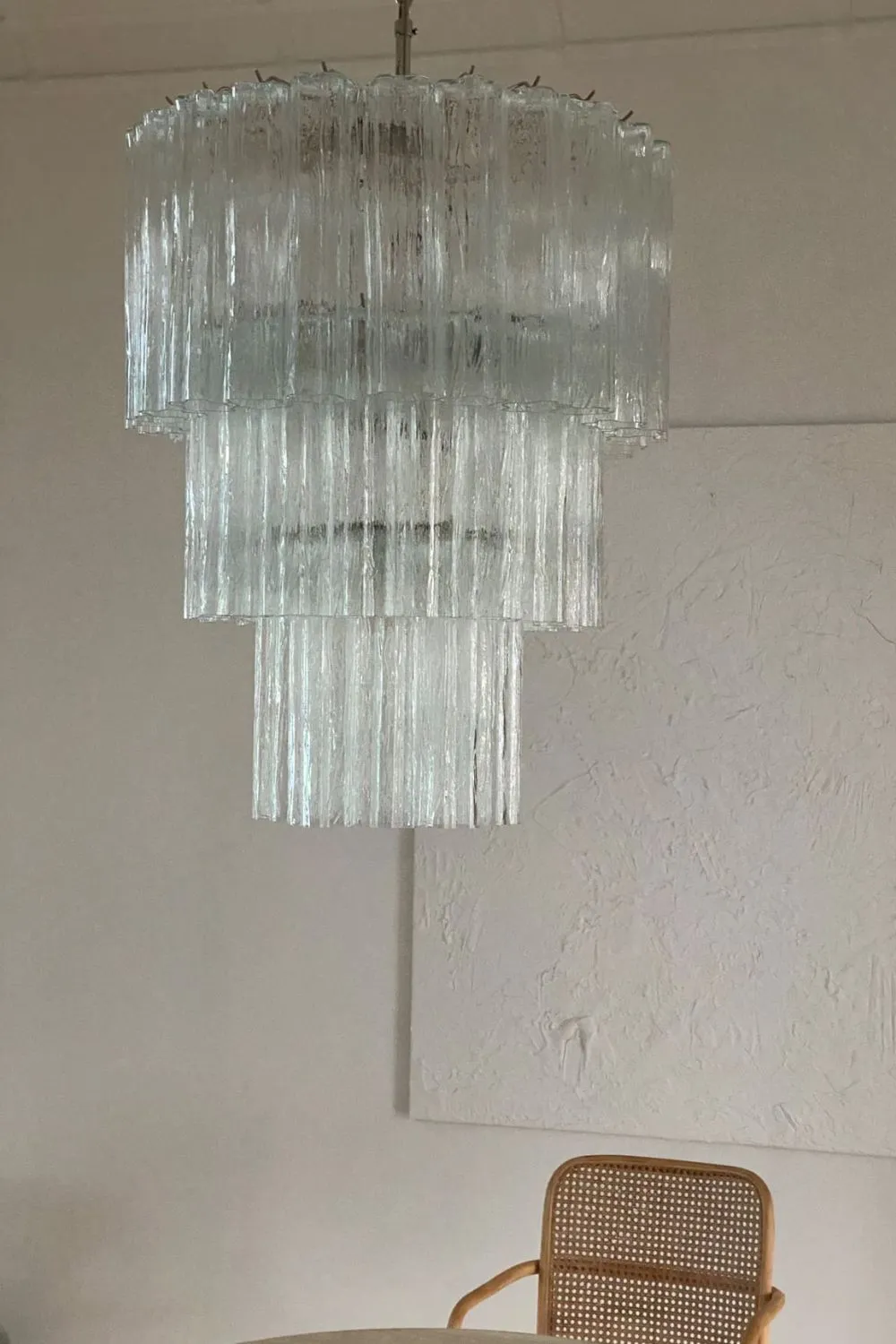 52-Tube Clear Murano Glass Chandelier