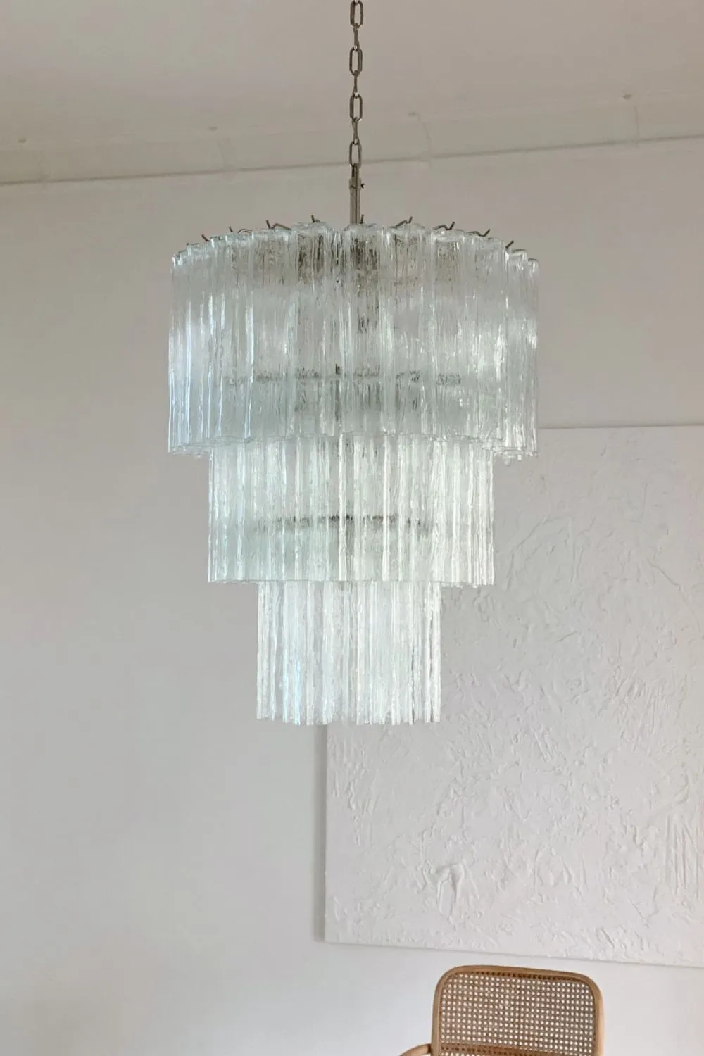 52-Tube Clear Murano Glass Chandelier