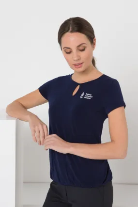 709-KN SAH Lee St John Keyhole Knit Top Navy