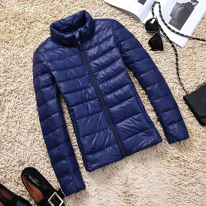 90% Ultra-light Thin Down Jacket Women 2023 Autumn Winter Slim Short Hooded Warm White Duck Down Coat Women Outerwear