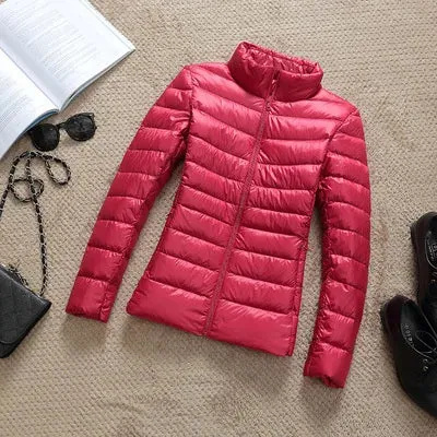 90% Ultra-light Thin Down Jacket Women 2023 Autumn Winter Slim Short Hooded Warm White Duck Down Coat Women Outerwear