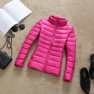 90% Ultra-light Thin Down Jacket Women 2023 Autumn Winter Slim Short Hooded Warm White Duck Down Coat Women Outerwear