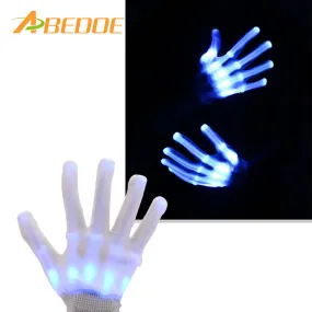 ABEDOE Halloween Accessories LED Glowing Gloves Skeleton Hand Gloves LED Gloves