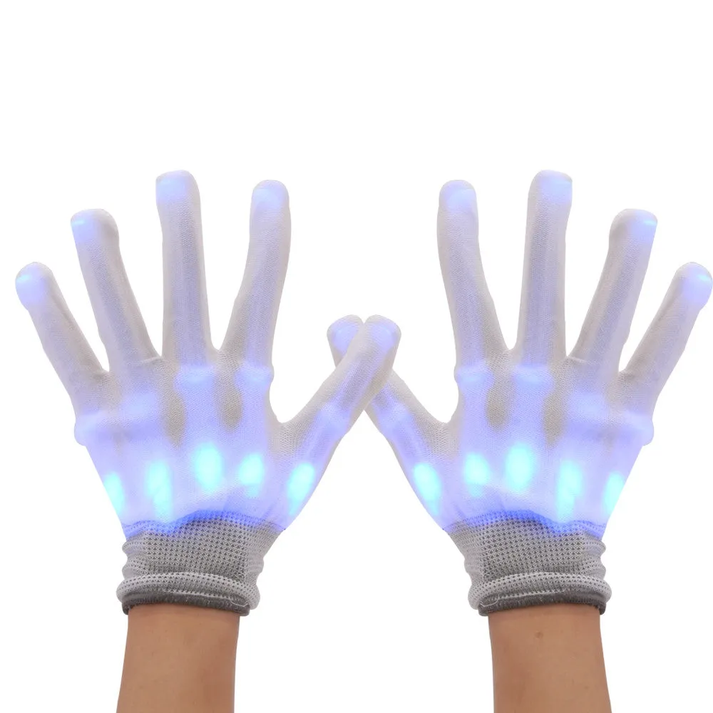 ABEDOE Halloween Accessories LED Glowing Gloves Skeleton Hand Gloves LED Gloves