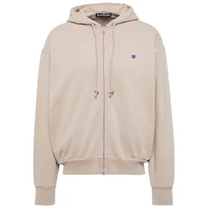 ACNE STUDIOS SMALL FACE LOGO ZIP-UP HOODIE BEIGE