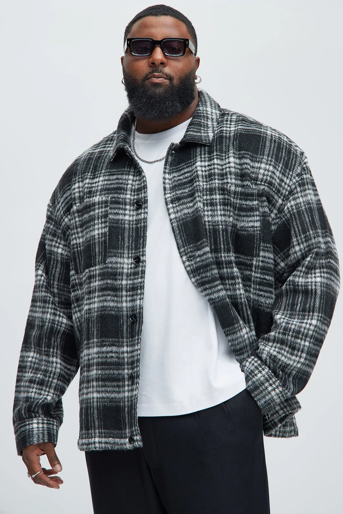 Agua Plaid Shacket - Black/White