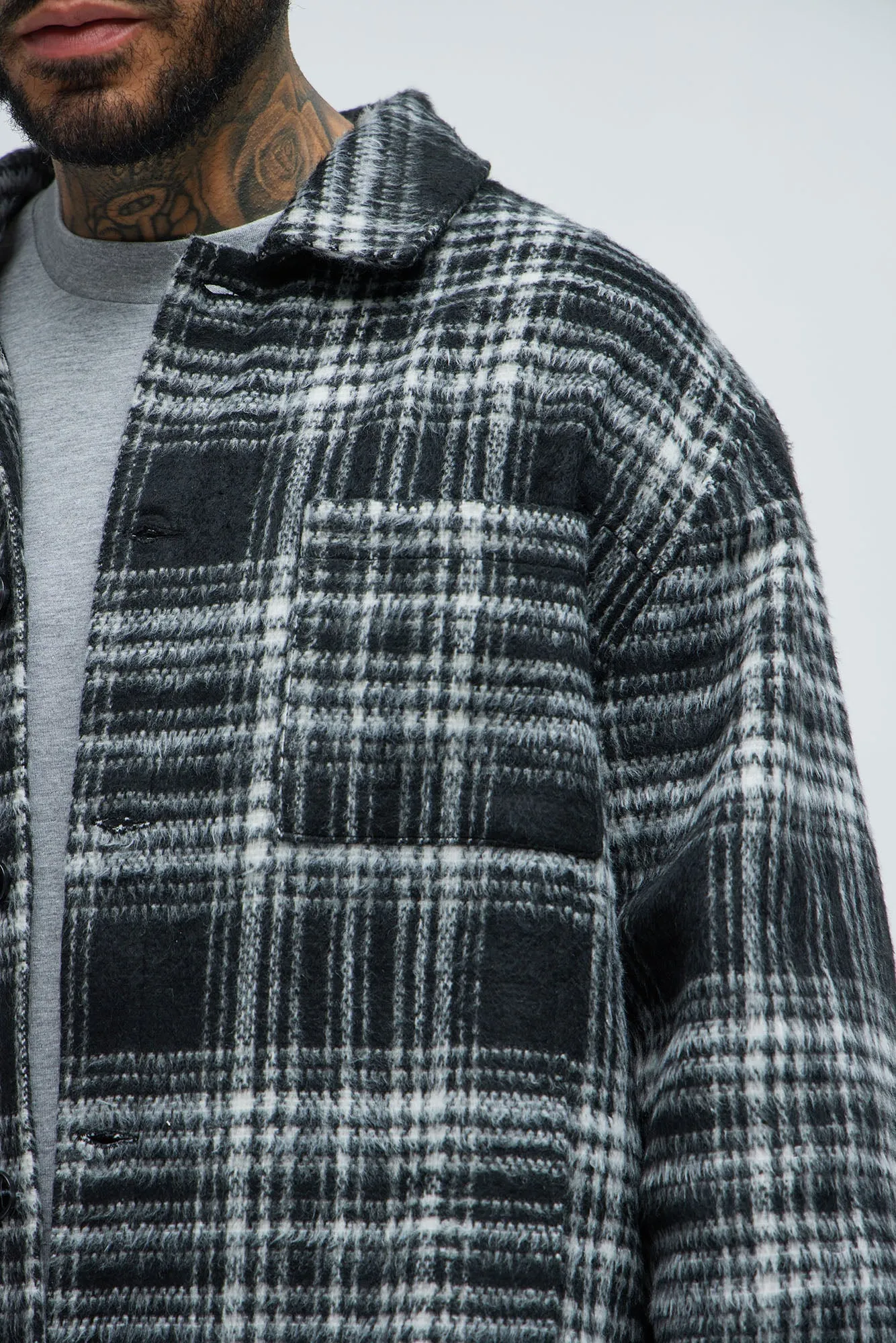 Agua Plaid Shacket - Black/White