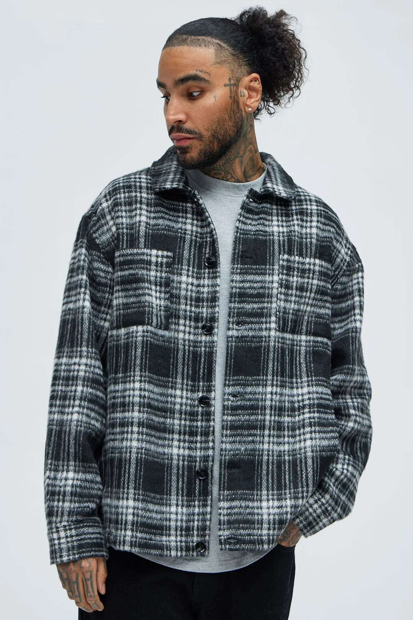 Agua Plaid Shacket - Black/White