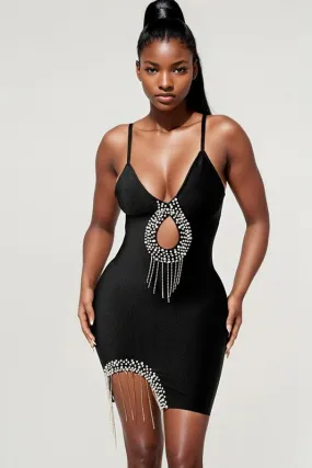 All Class- Black Bodycon Dress with Sequin Details