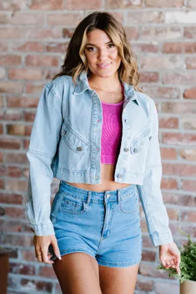 All I Want Button Front Cropped Denim Jacket