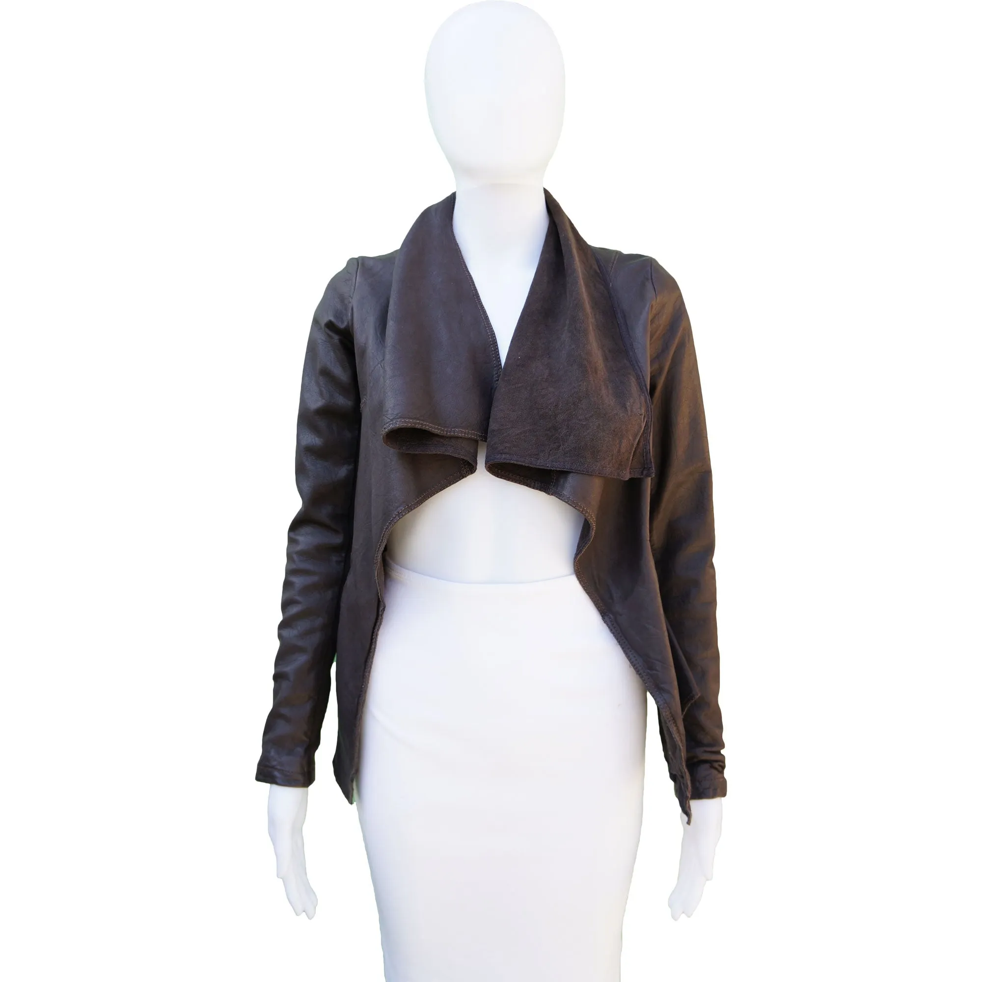 Allsaints Leather Open Front Jacket