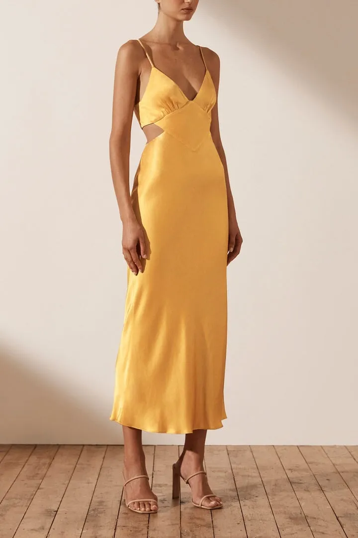 Alma Backless Midi Dress Saffron