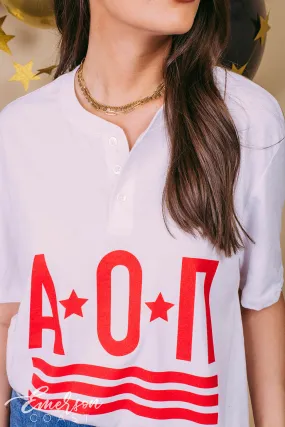 Alpha Omicron Pi Bold Henley