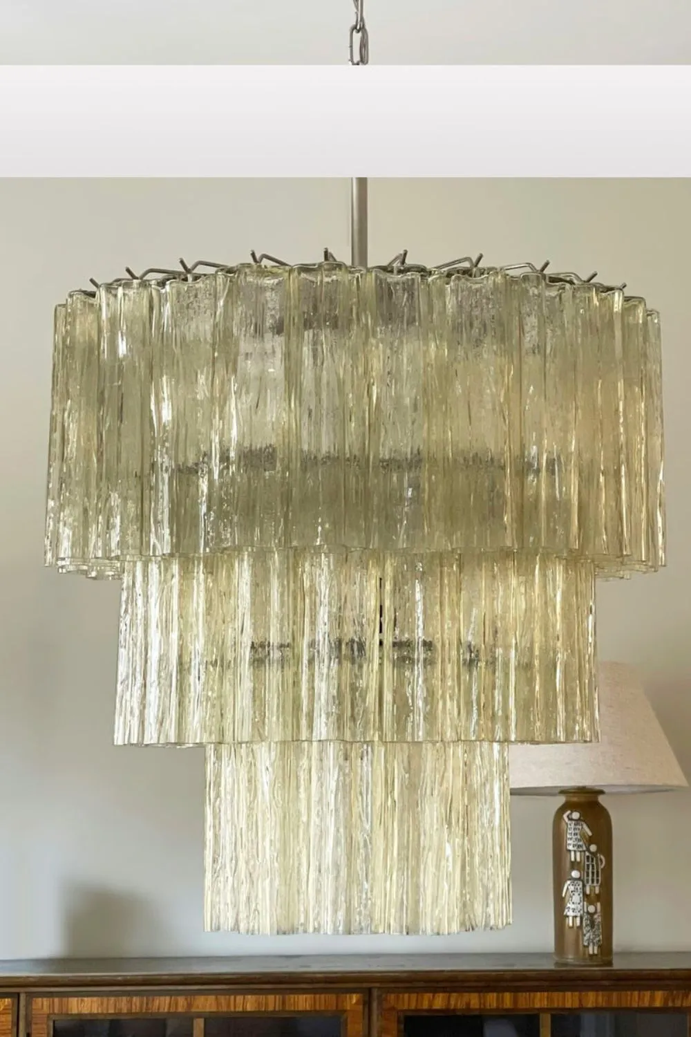 Amber Honey Murano Glass Tube Chandelier