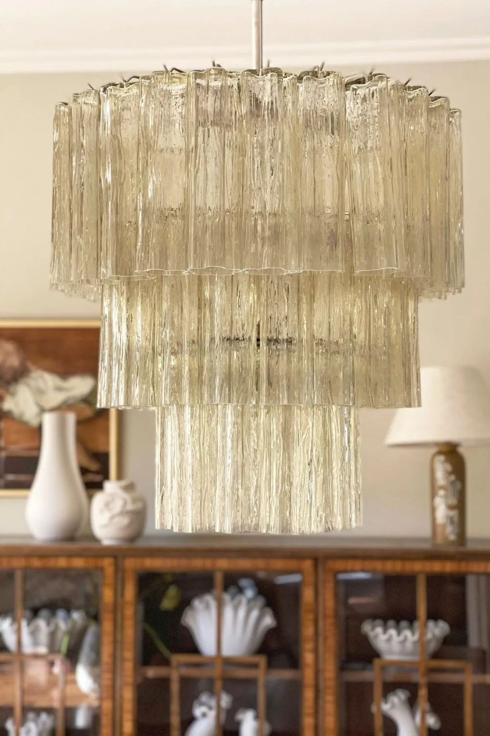 Amber Honey Murano Glass Tube Chandelier