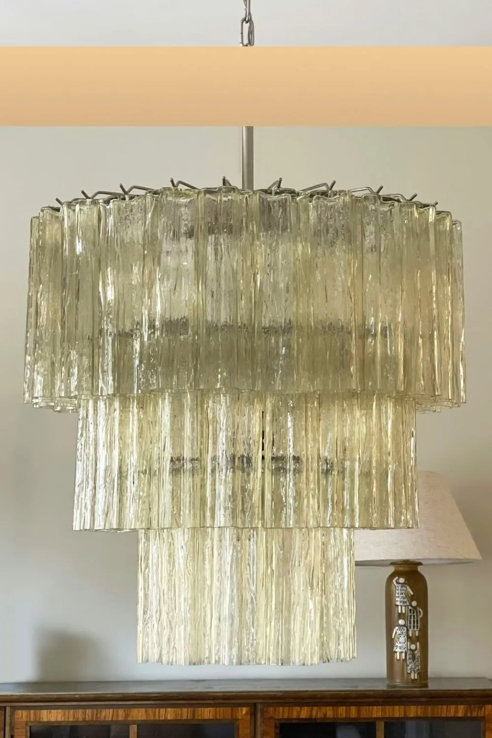 Amber Honey Murano Glass Tube Chandelier