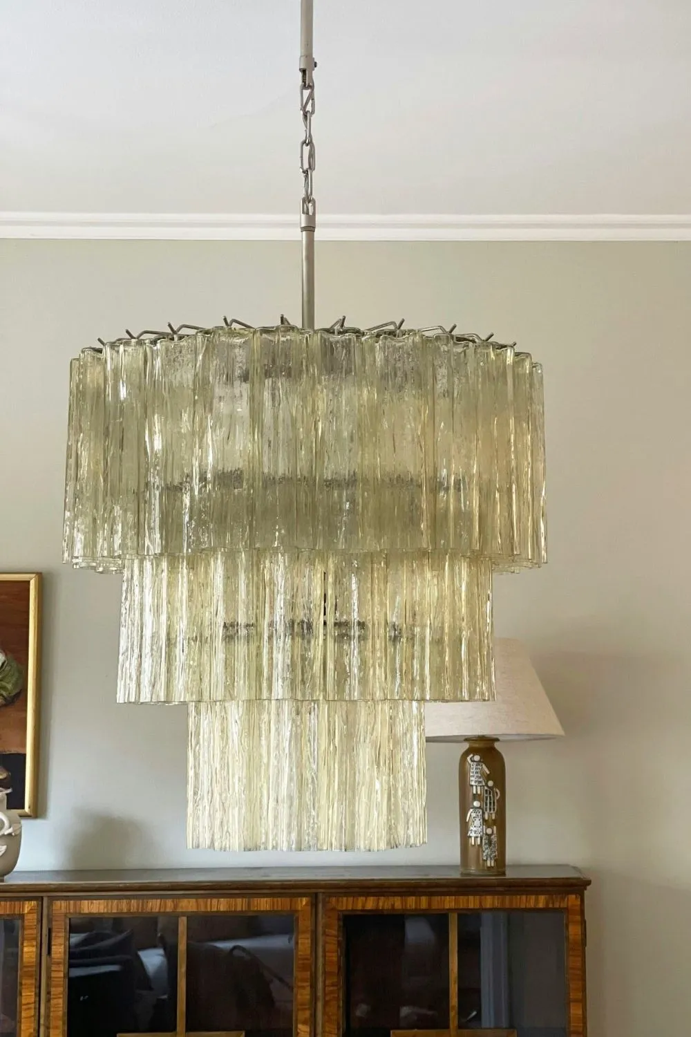 Amber Honey Murano Glass Tube Chandelier