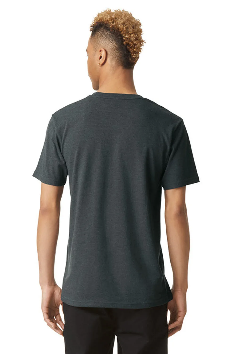 American Apparel Mens CVC Short Sleeve Henley T-Shirt - Heather Charcoal Grey