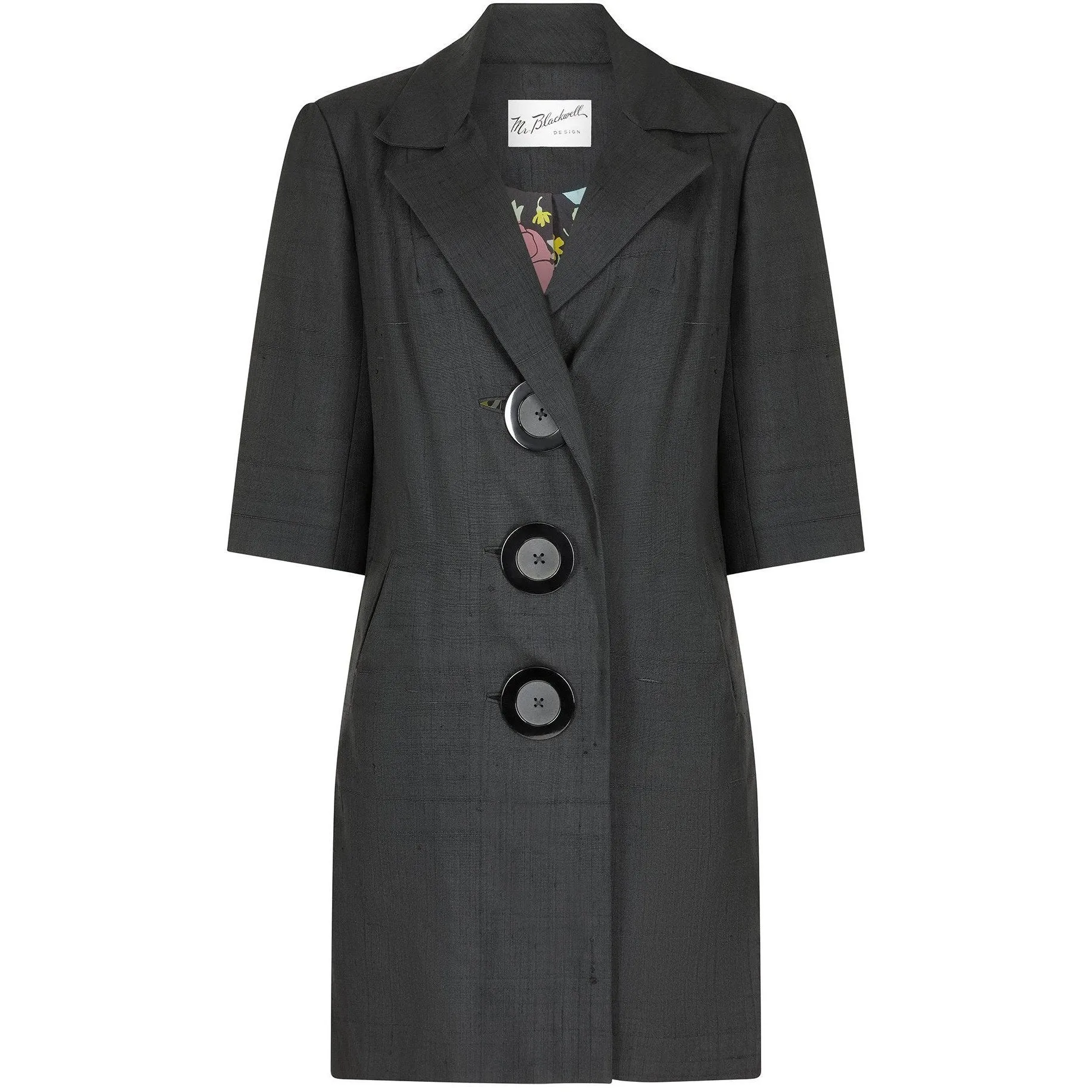 ARCHIVE - 1960s Mr Blackwell Black Linen and Silk Blend Coat Dress