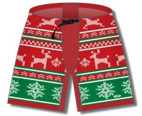 Athletic Knit (AK) ZH901-CHR2403 Red Ugly Christmas Sweater Sublimated Ice Hockey Pant Shell