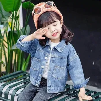 Baby Girls Denim Jacket Spring Autumn Kids Jean Coat For Girls Sweet Little Princess Outerwear Children Clothing 1-10 Years