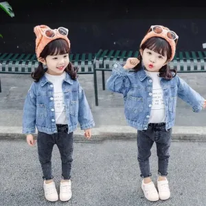 Baby Girls Denim Jacket Spring Autumn Kids Jean Coat For Girls Sweet Little Princess Outerwear Children Clothing 1-10 Years