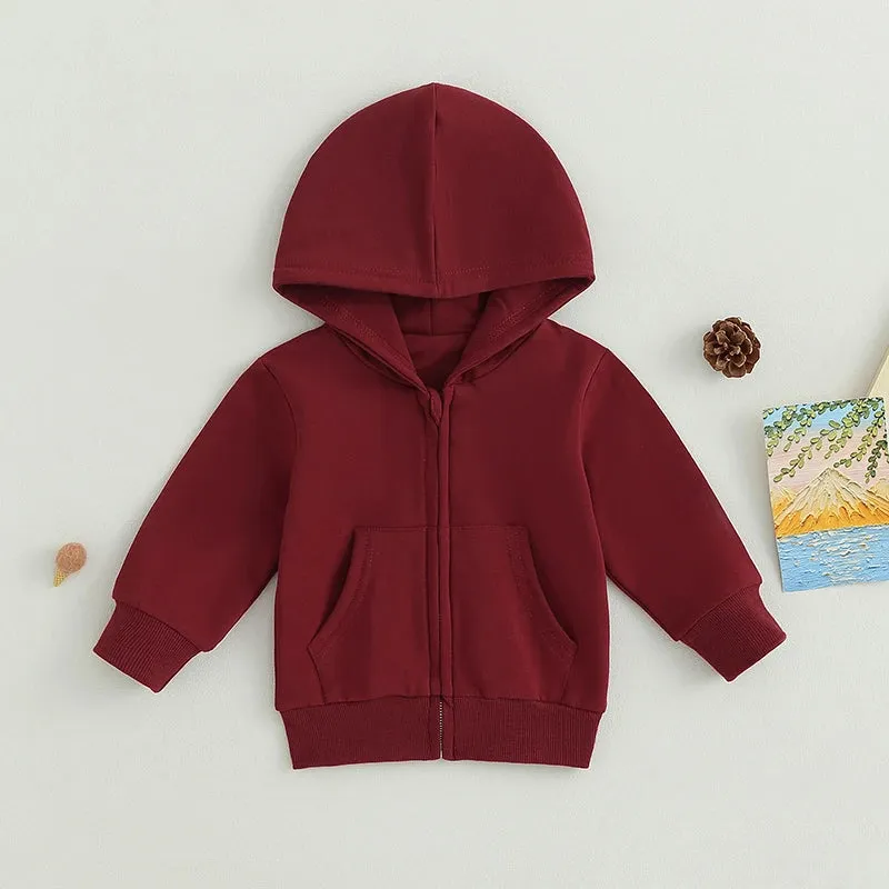 Baby Winter Coat Thickened Warm Hooded Jacket Solid Color Casual Outwear for Infant Toddler Boy Girl Autumn Spring