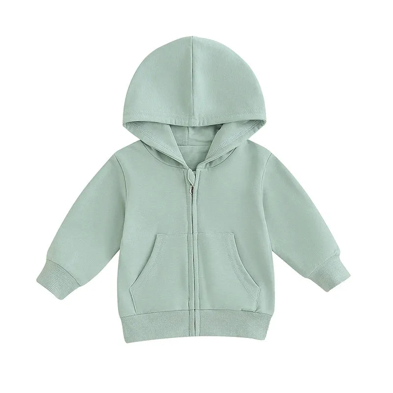 Baby Winter Coat Thickened Warm Hooded Jacket Solid Color Casual Outwear for Infant Toddler Boy Girl Autumn Spring