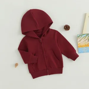 Baby Winter Coat Thickened Warm Hooded Jacket Solid Color Casual Outwear for Infant Toddler Boy Girl Autumn Spring