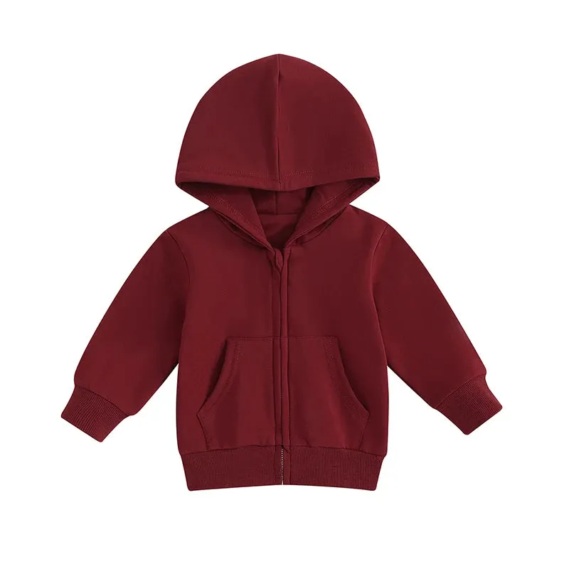 Baby Winter Coat Thickened Warm Hooded Jacket Solid Color Casual Outwear for Infant Toddler Boy Girl Autumn Spring