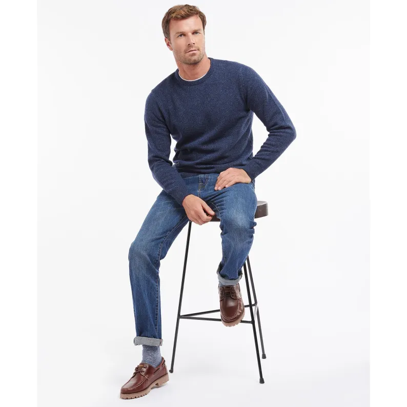 Barbour Tisbury Crew Wool-Blend Chunky Knit Sweater: Luxury Tweed-Fleck MKN0844BL91 Deep Blue