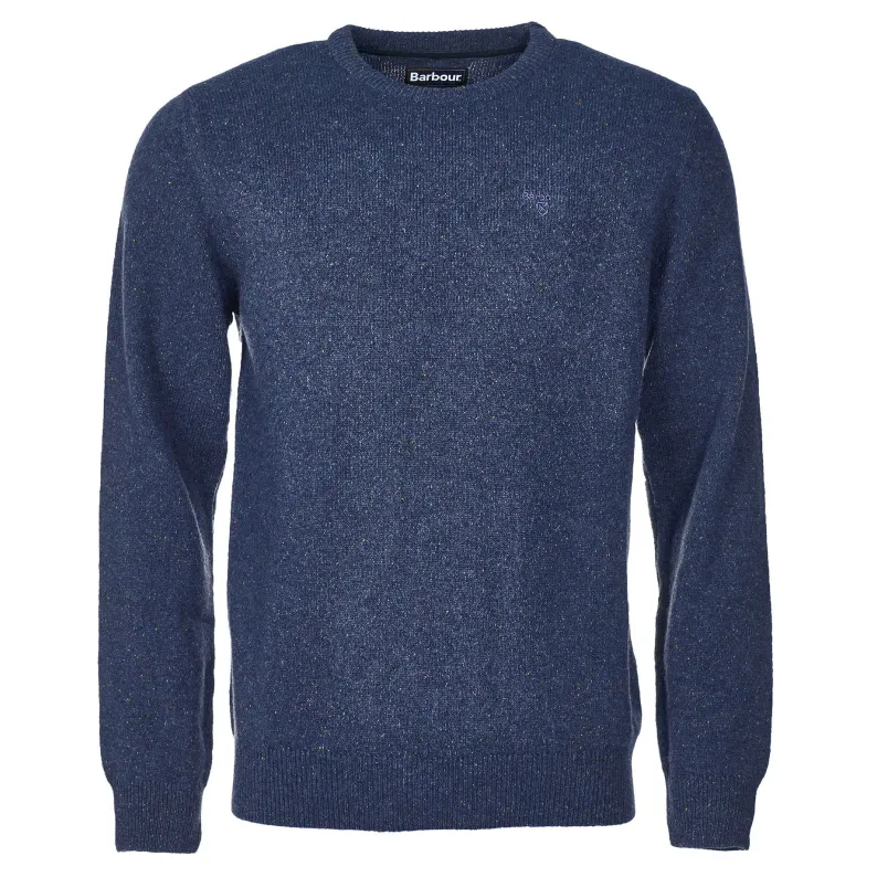 Barbour Tisbury Crew Wool-Blend Chunky Knit Sweater: Luxury Tweed-Fleck MKN0844BL91 Deep Blue