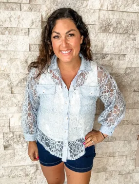 Bayside Breeze Blouse in Blue (S-3XL)