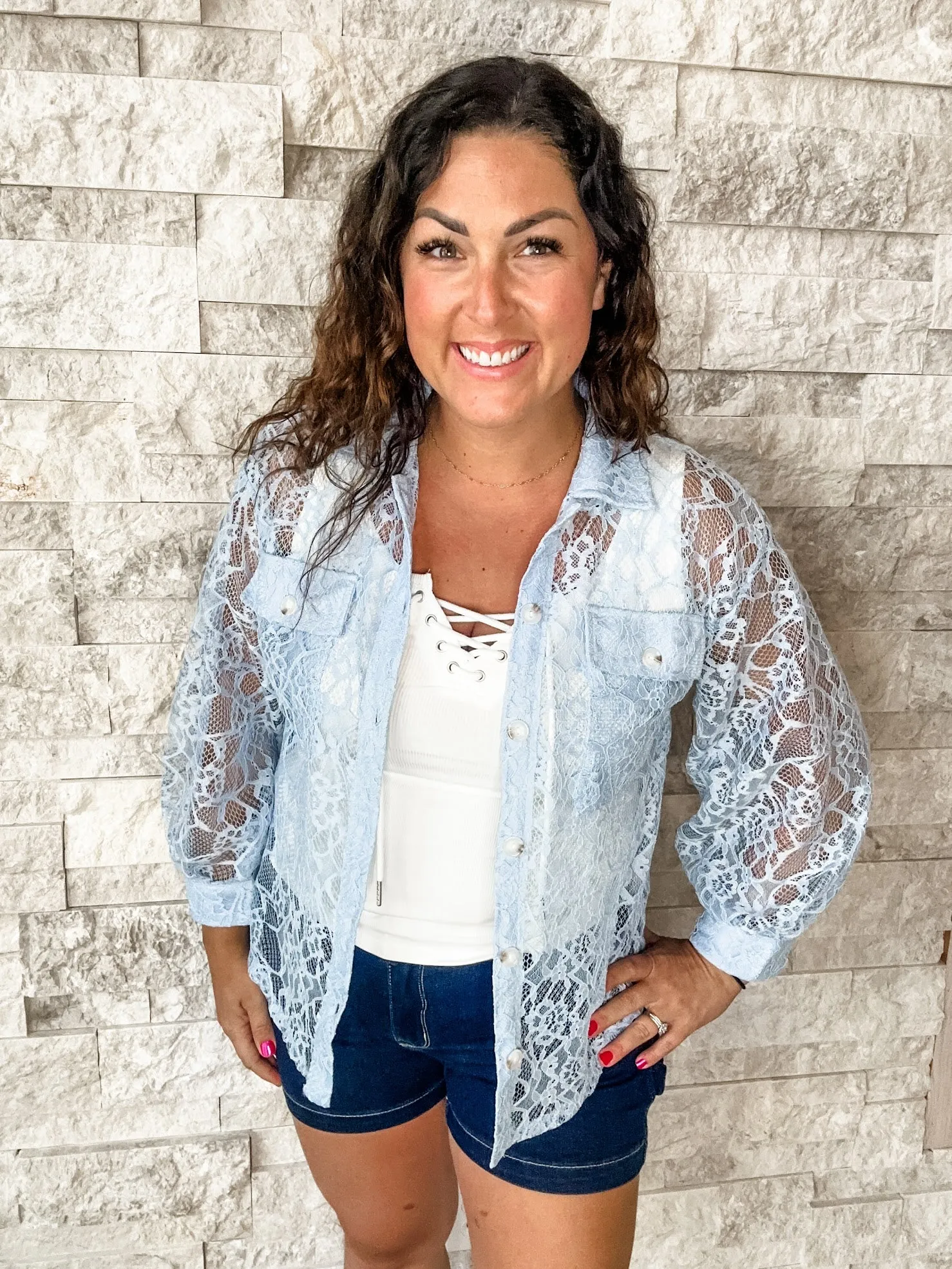 Bayside Breeze Blouse in Blue (S-3XL)