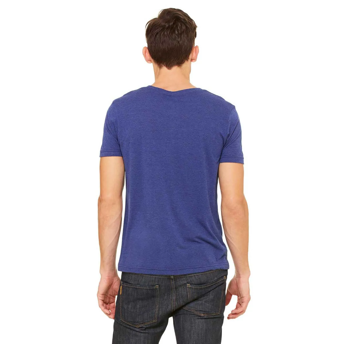 Bella   Canvas Men's Navy Triblend Short-Sleeve Henley