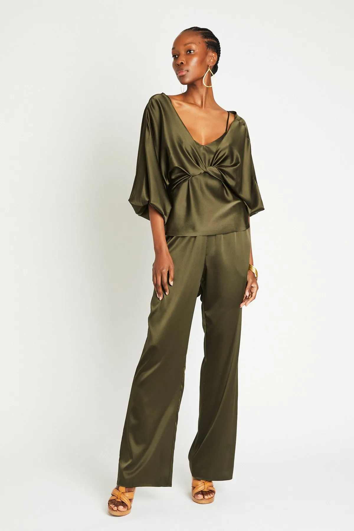   Beryll Liz Silk Pants | Olive