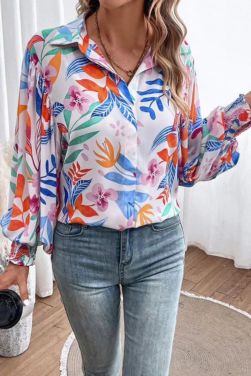 Best Behavior Button Down Print Long Sleeve Top