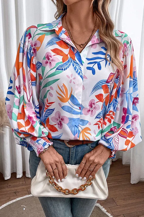 Best Behavior Button Down Print Long Sleeve Top