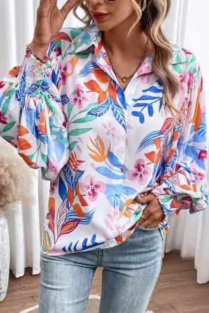 Best Behavior Button Down Print Long Sleeve Top