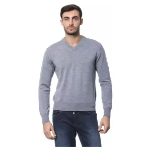 Billionaire Italian Couture Gray Merino Wool Men Sweater