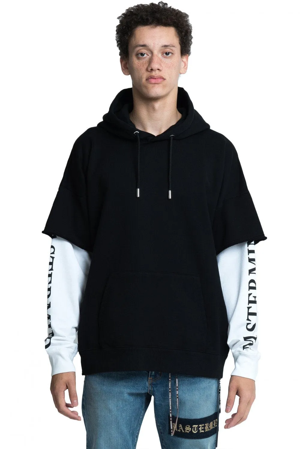 Black and White Double Layered Hoodie