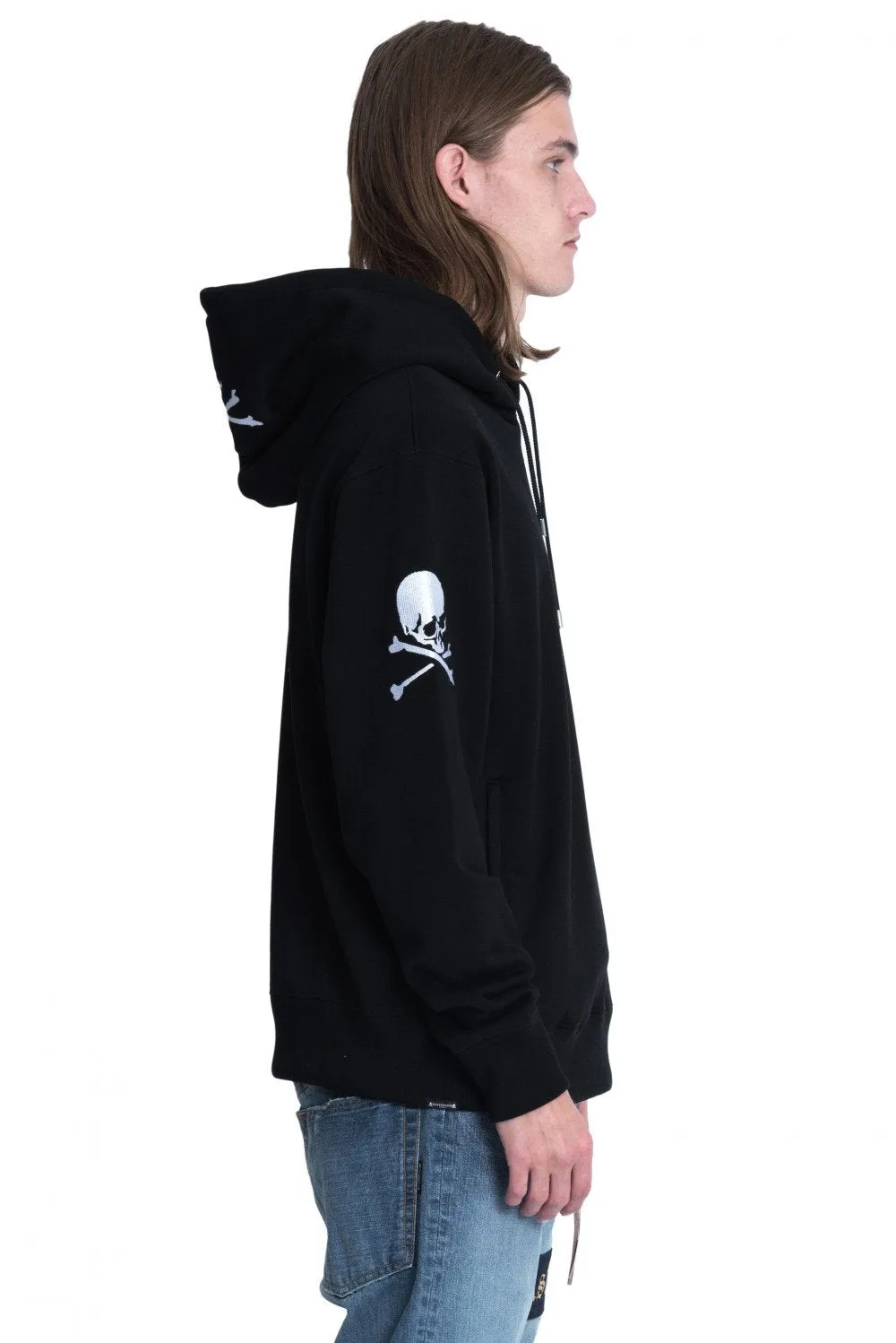 Black Skull Embroidered Hoodie