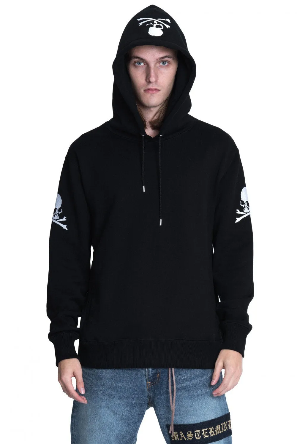 Black Skull Embroidered Hoodie