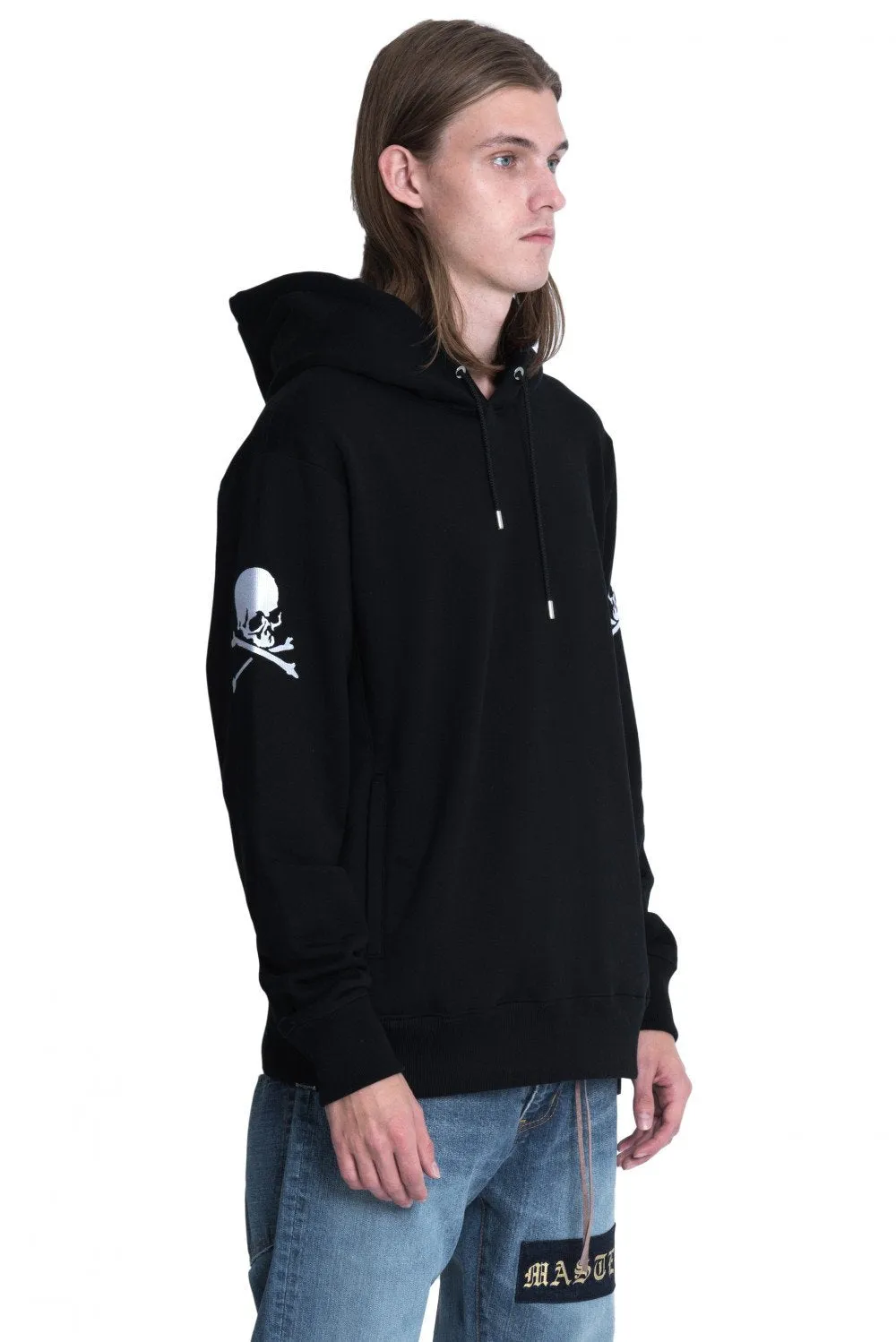 Black Skull Embroidered Hoodie