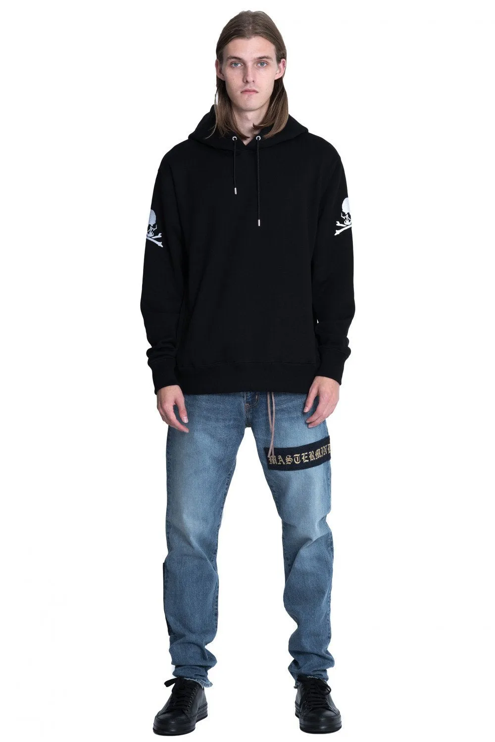 Black Skull Embroidered Hoodie